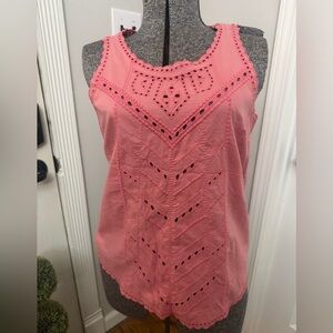 Women’s GAP Coral Geo Sleeveless Eyelet Tank Top size Small